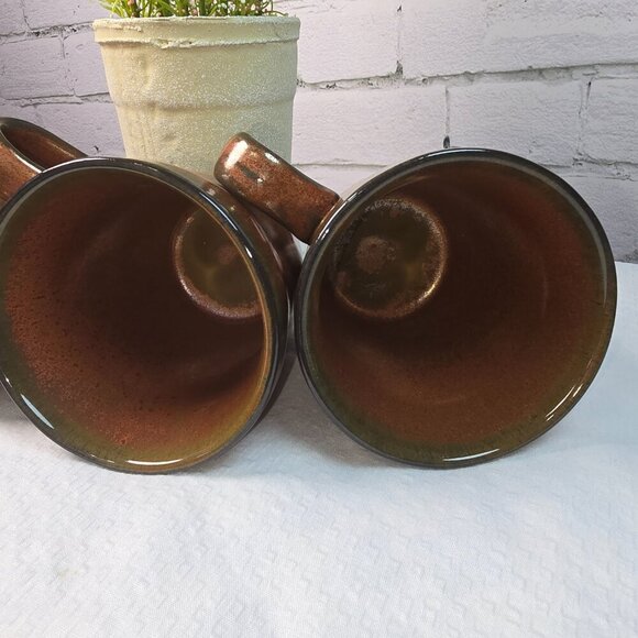 SANGO CYPRUS SIENNA MUG SET Of 4  16 OZ RUSTIC BRONZE GLAZE WITH BEADED EDGE - Picture 11 of 14